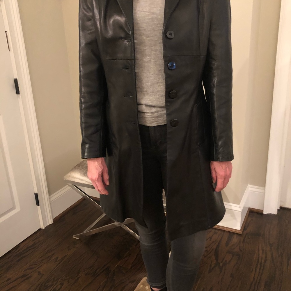 Custom Vintage Black Leather Coat